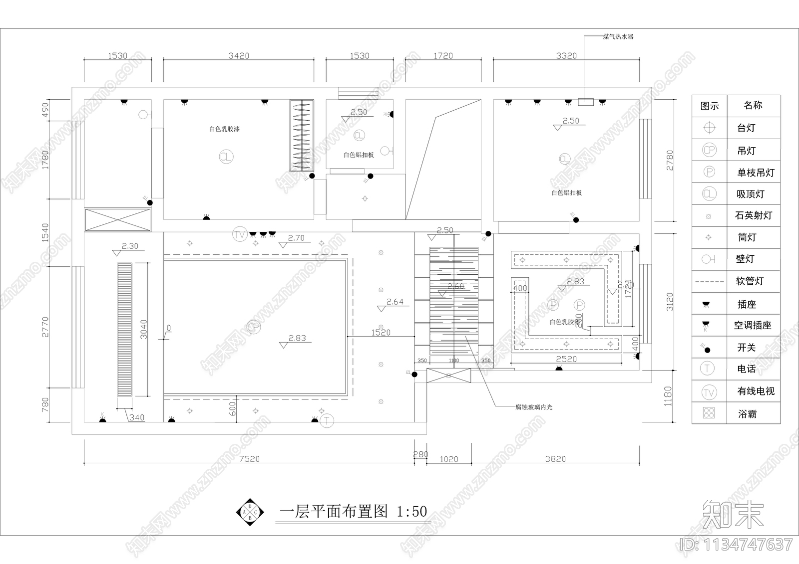 复式住宅室内cad施工图下载【ID:1134747637】