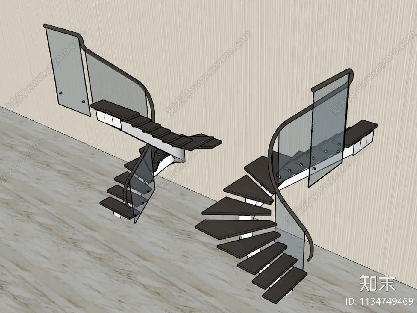 现代扶手楼梯SU模型下载【ID:1134749469】