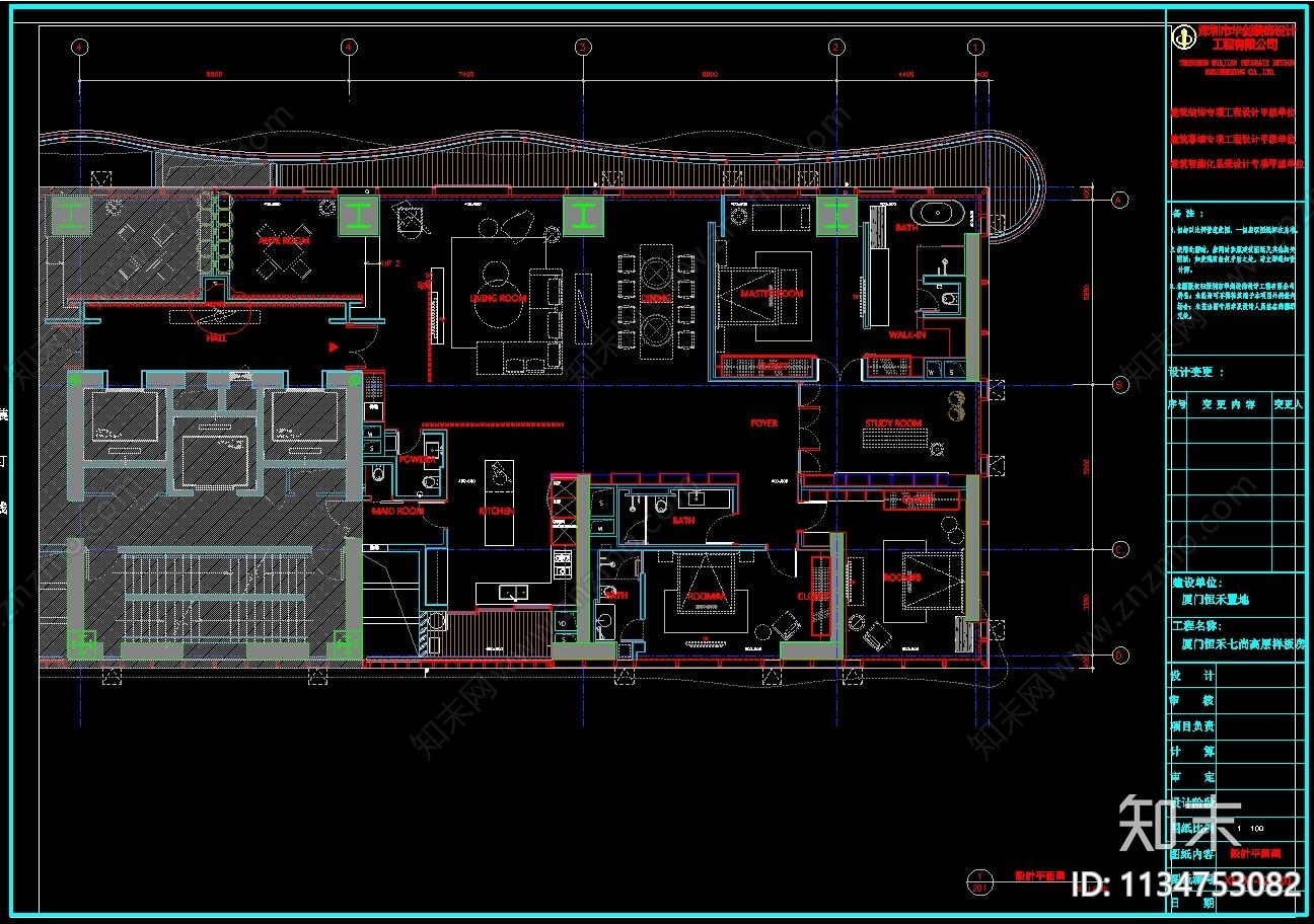 公寓室内cad施工图下载【ID:1134753082】