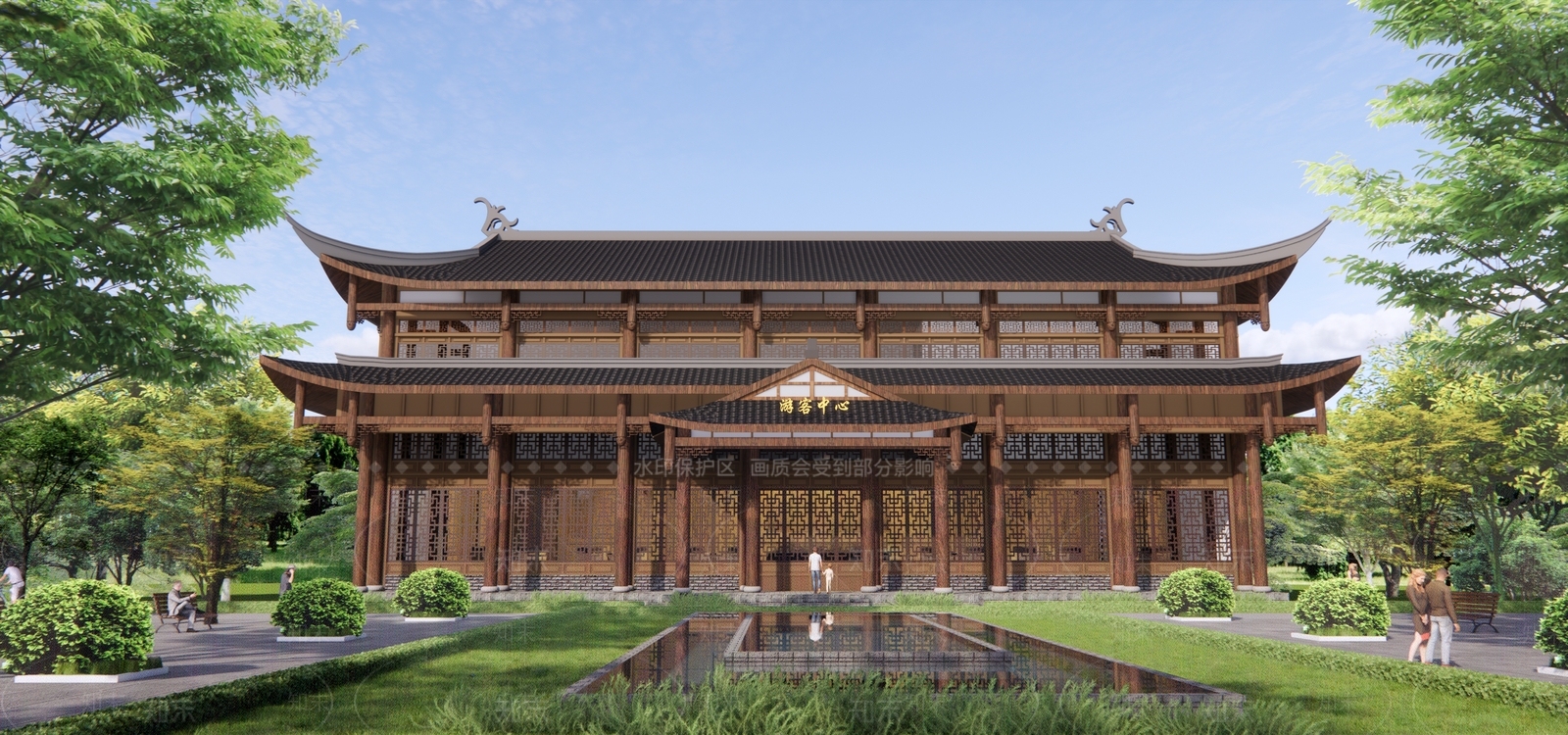 中式游客中心SU模型下载【ID:1134757517】
