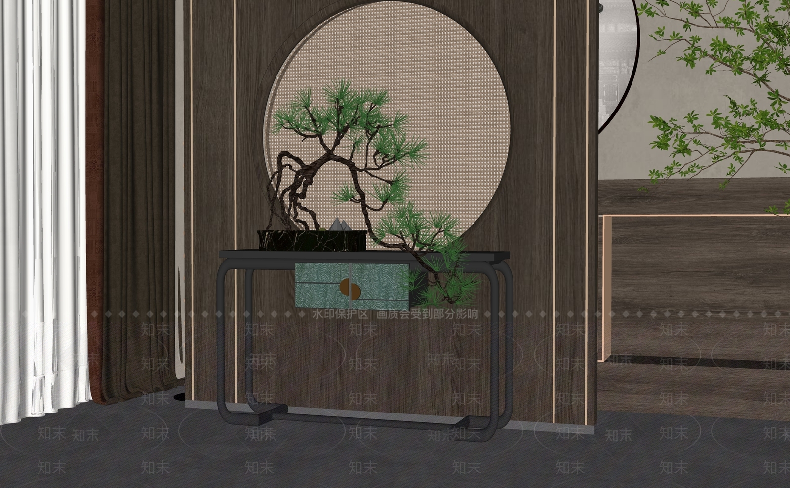 新中式端景条案SU模型下载【ID:1134770440】