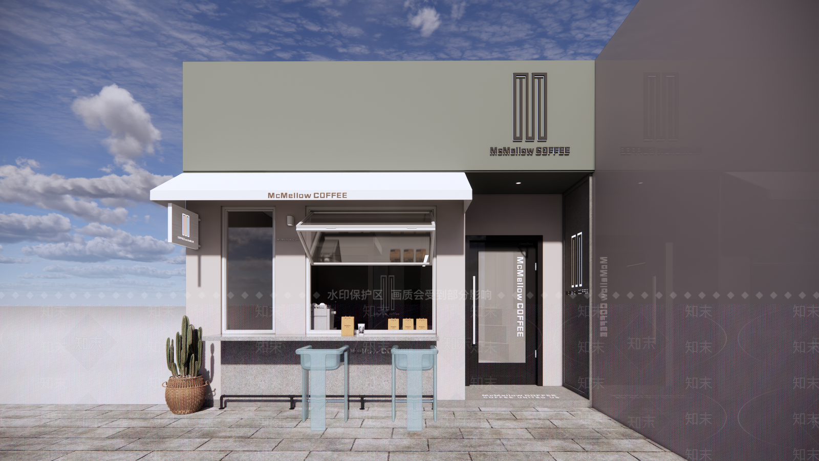 现代奶茶店门头店面SU模型下载【ID:1134773009】