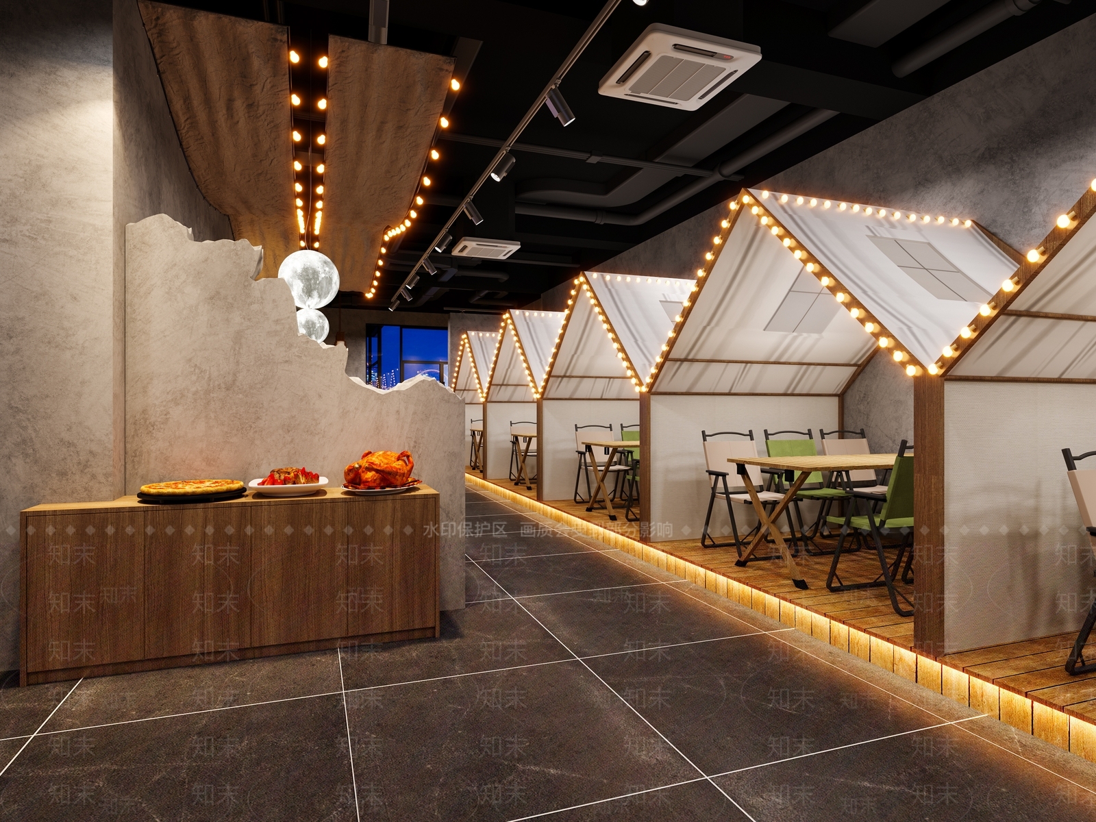 工业露营风烧烤店3D模型下载【ID:1134773815】