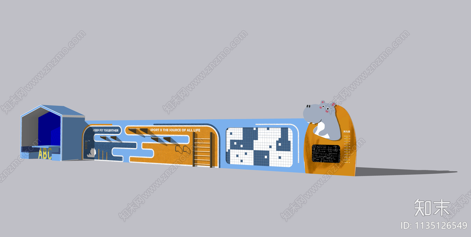 现代儿童健身景墙SU模型下载【ID:1135126549】