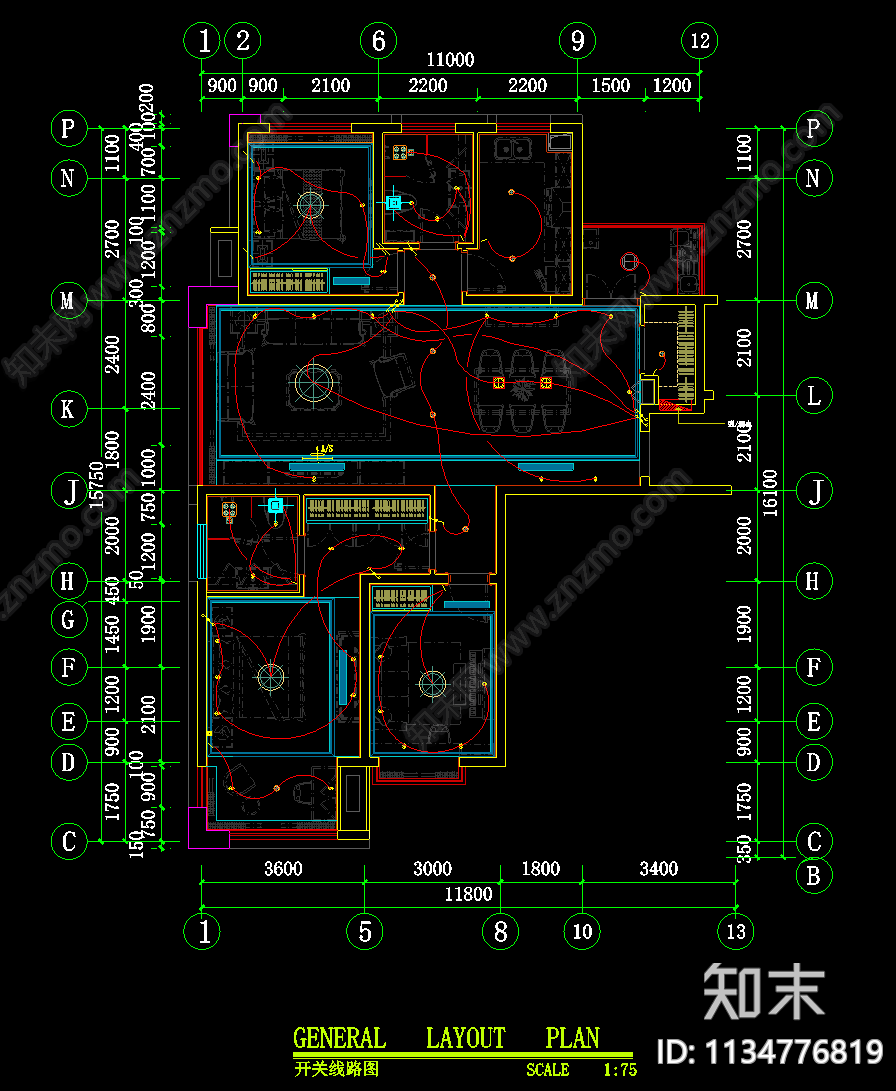 南京精装大平层样板房全套cad施工图下载【ID:1134776819】