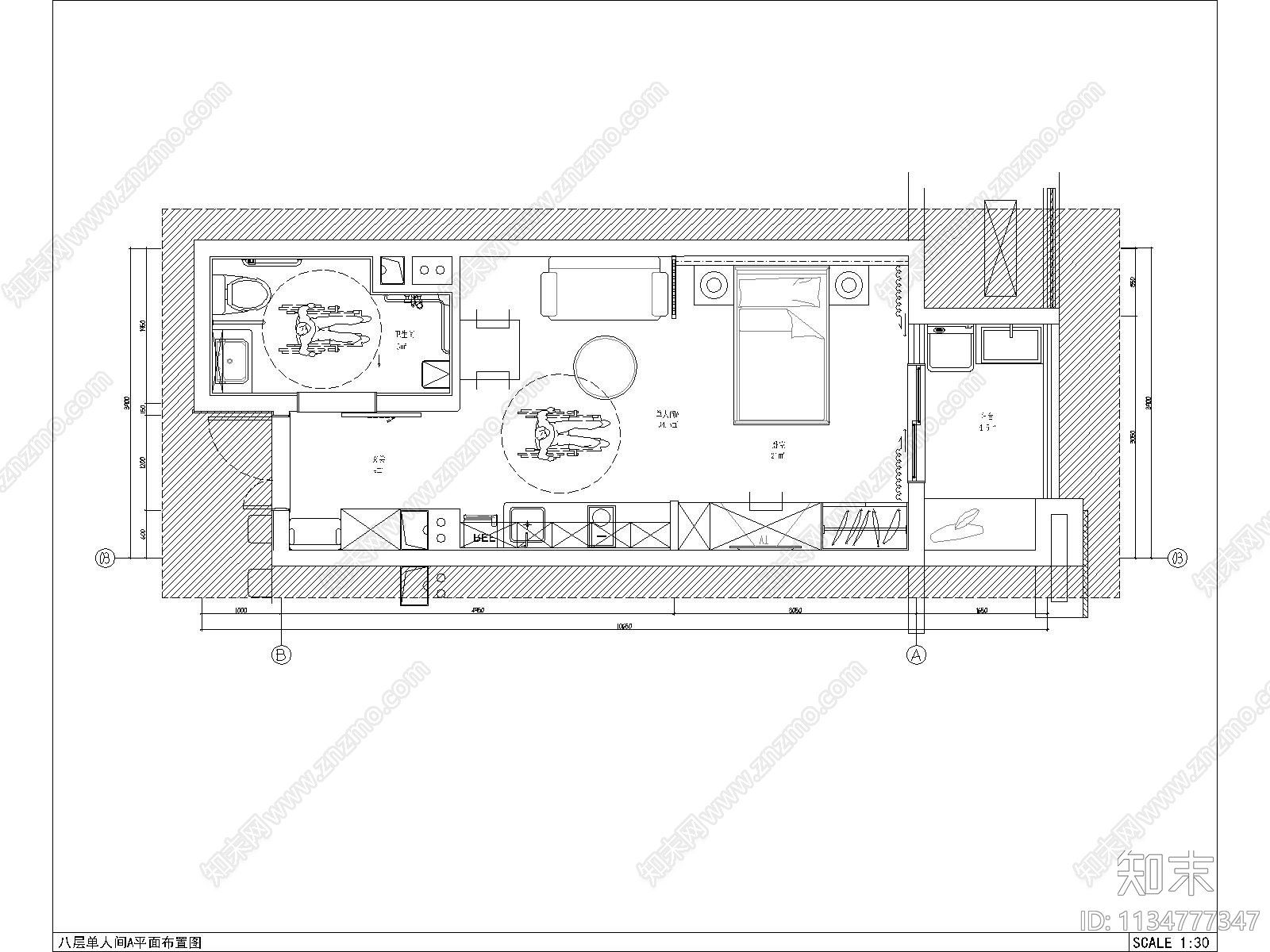 医院VIP单人无障碍病房cad施工图下载【ID:1134777347】