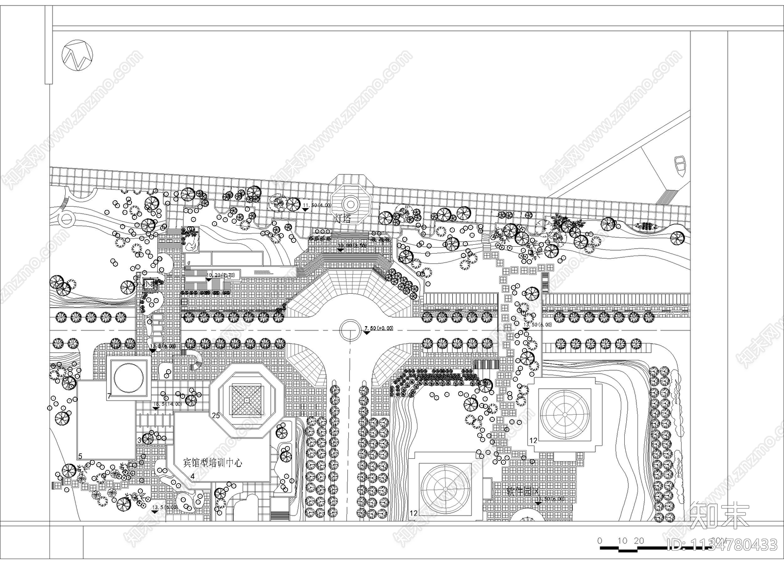 城市广场平面图cad施工图下载【ID:1134780433】