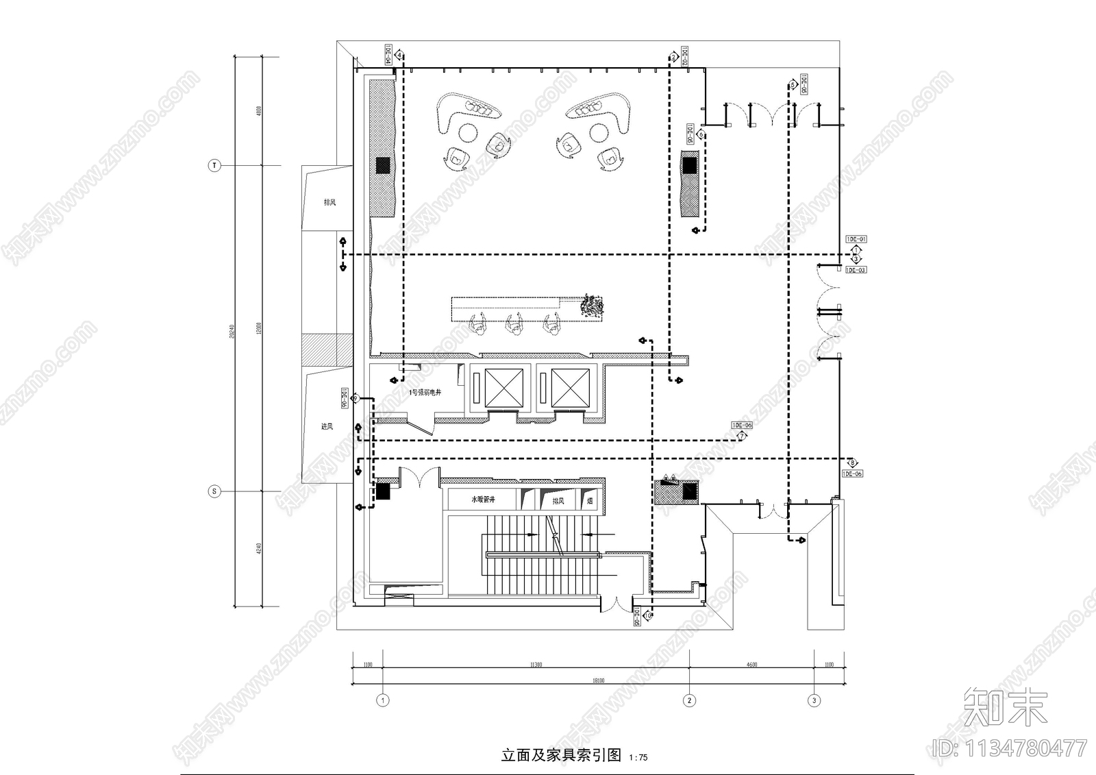办公大堂cad施工图下载【ID:1134780477】