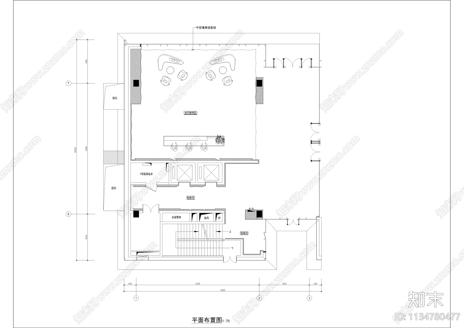 办公大堂cad施工图下载【ID:1134780477】