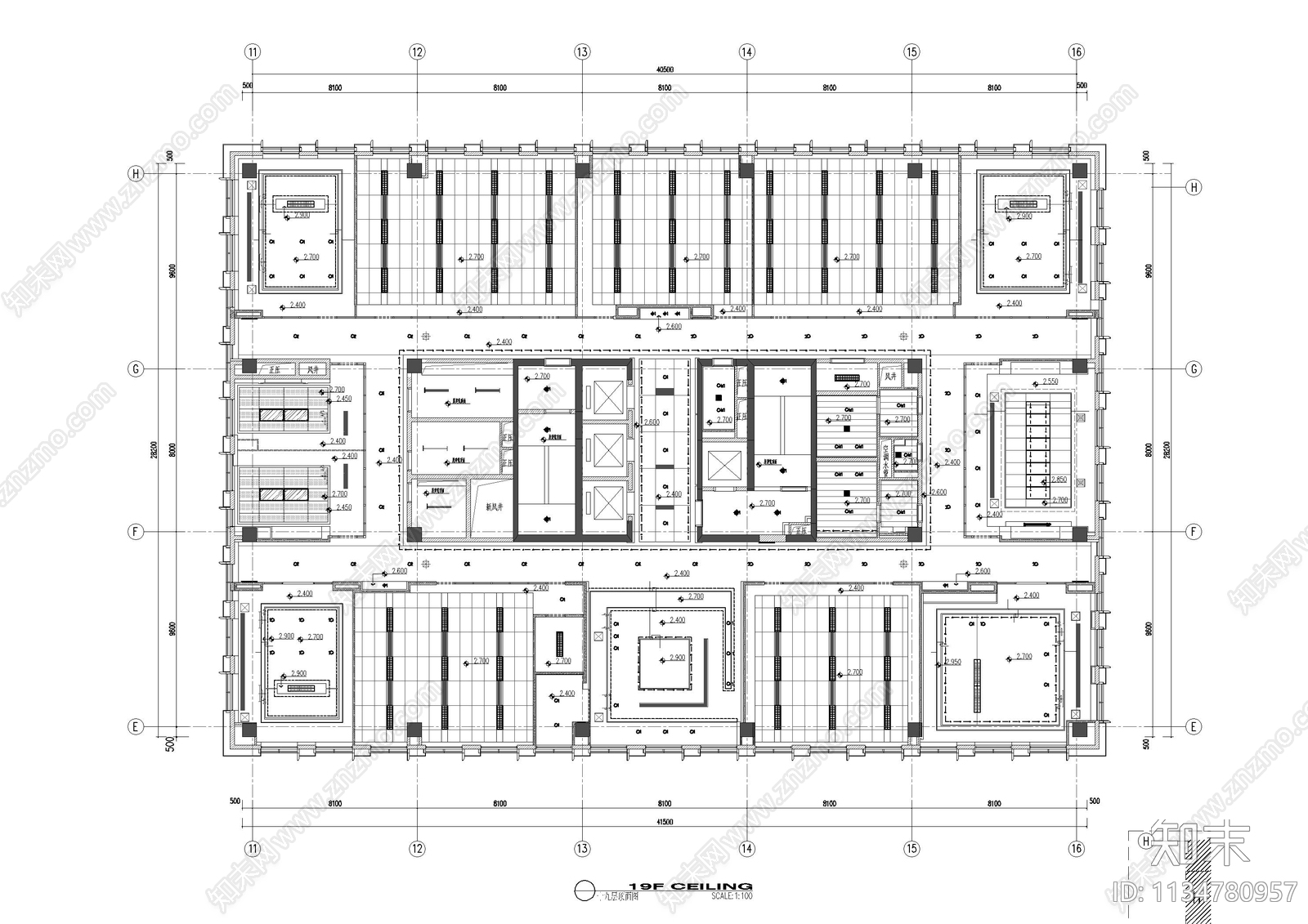 大厦办公室cad施工图下载【ID:1134780957】