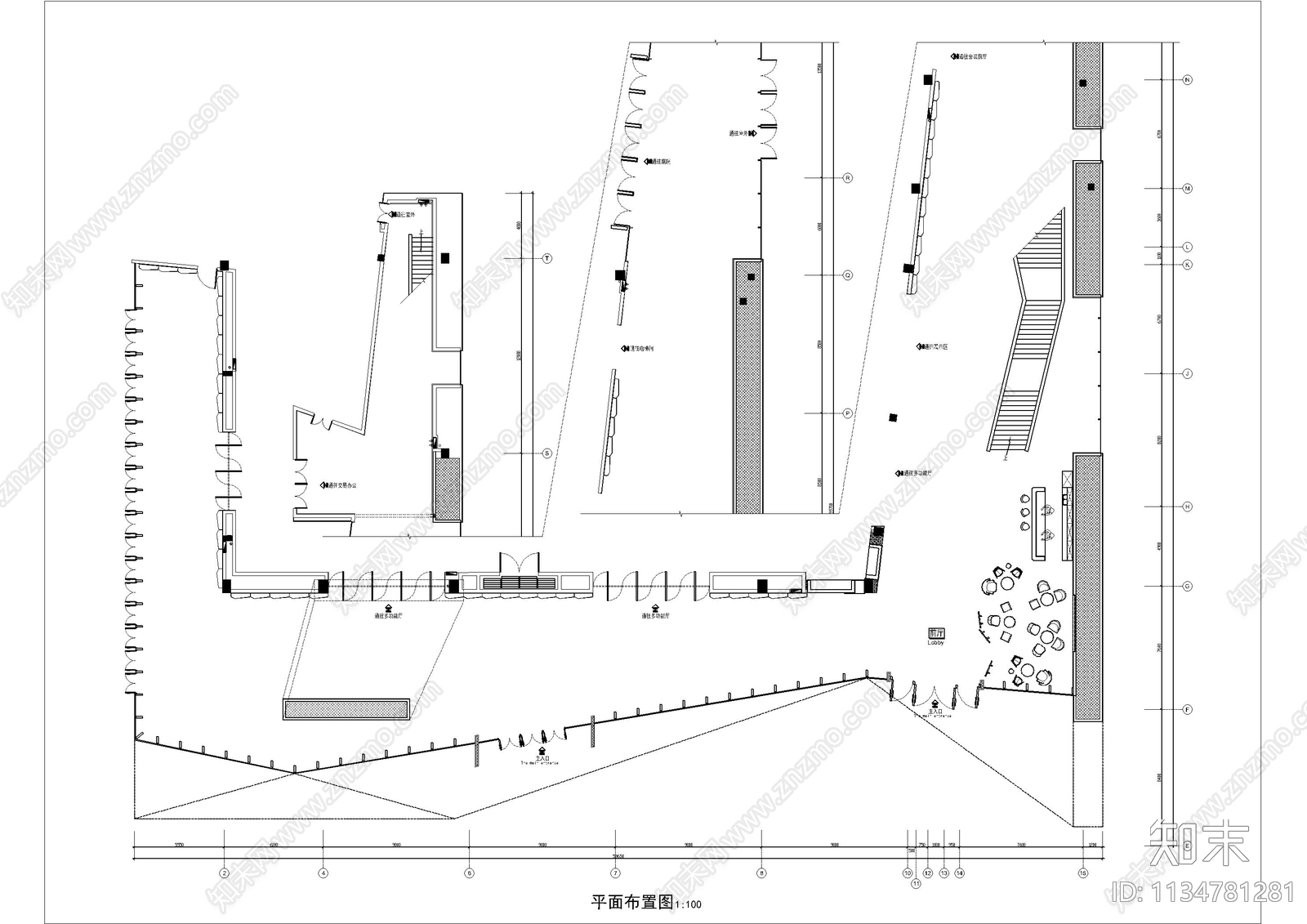 创意办公前厅施工图下载【ID:1134781281】