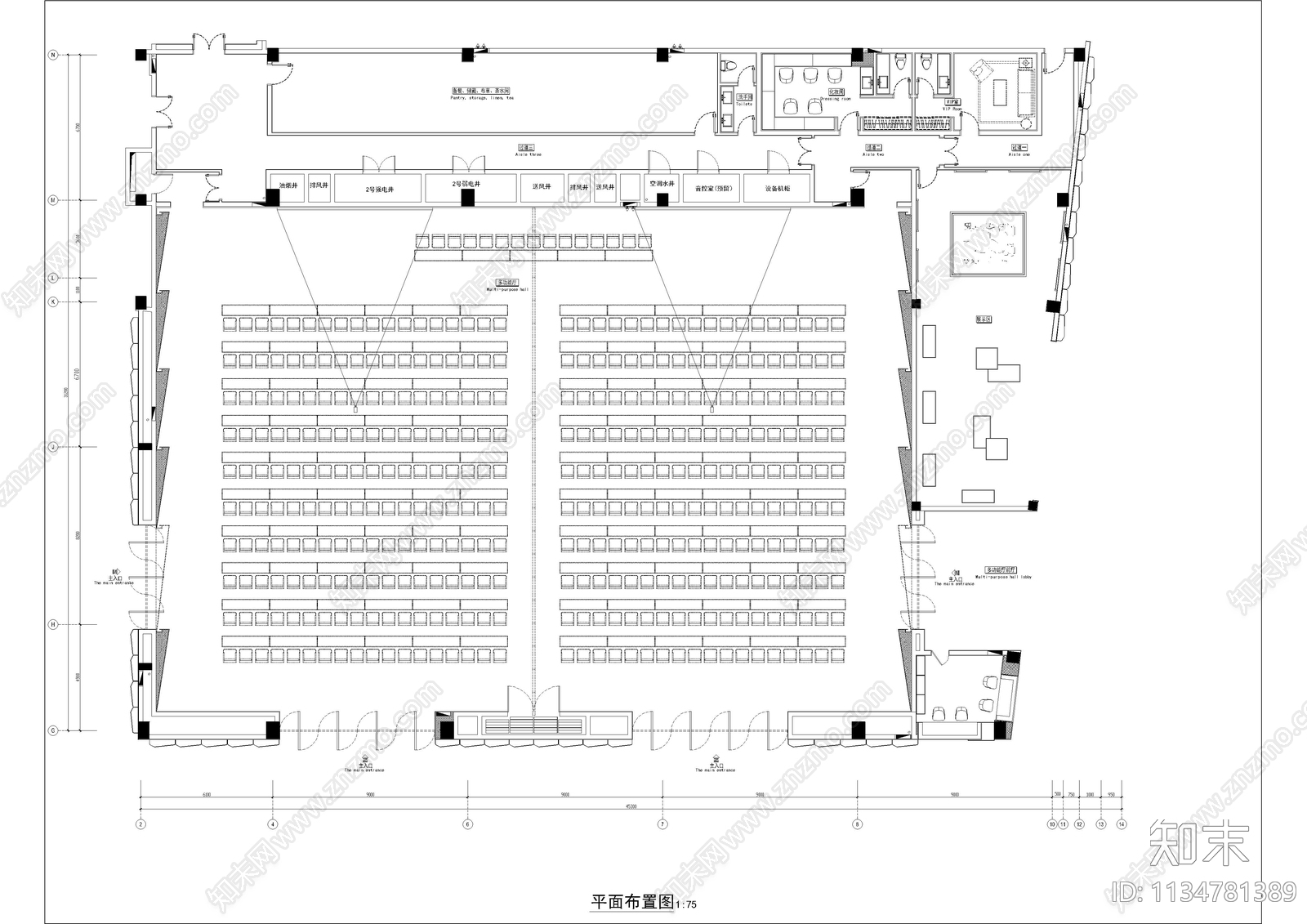 多功能报告厅施工图下载【ID:1134781389】