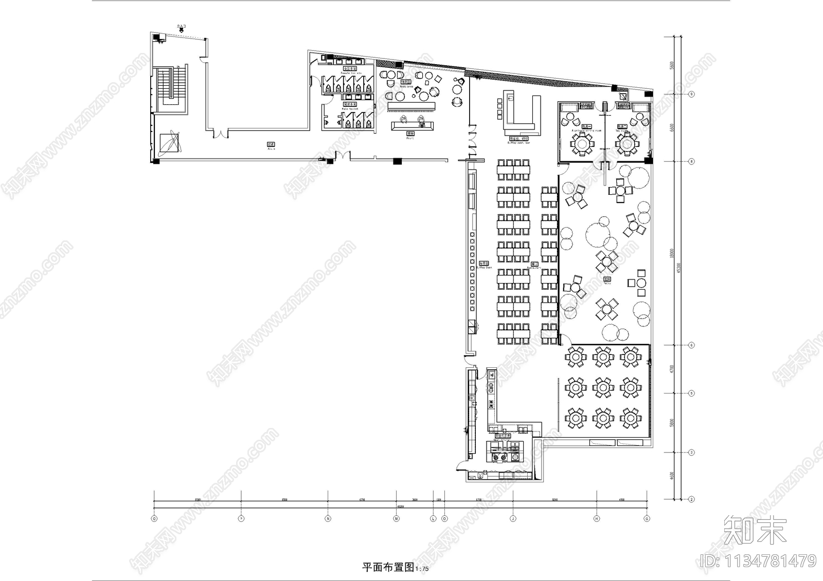 公共餐厅cad施工图下载【ID:1134781479】