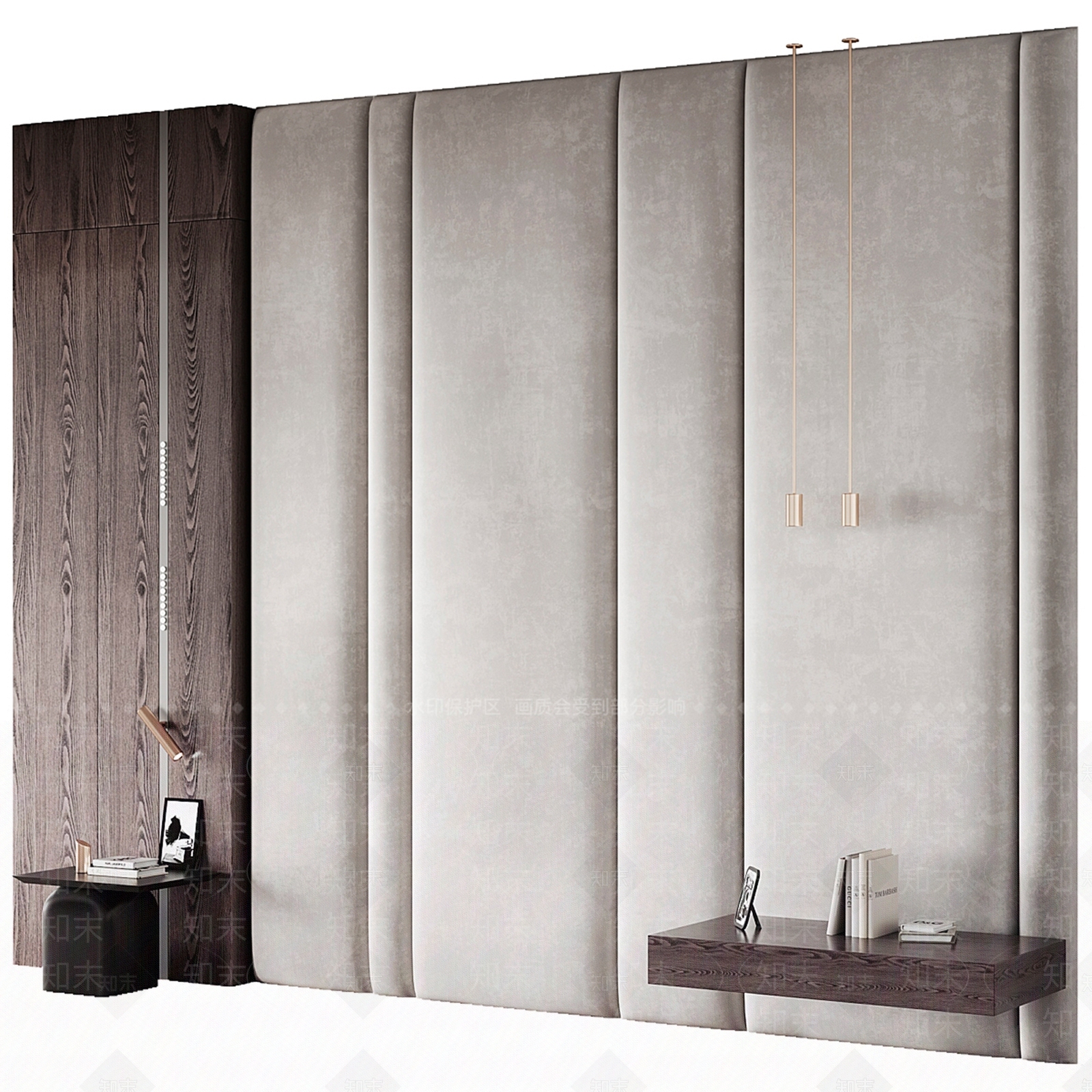 现代卧室背景墙3D模型下载【ID:1134781961】