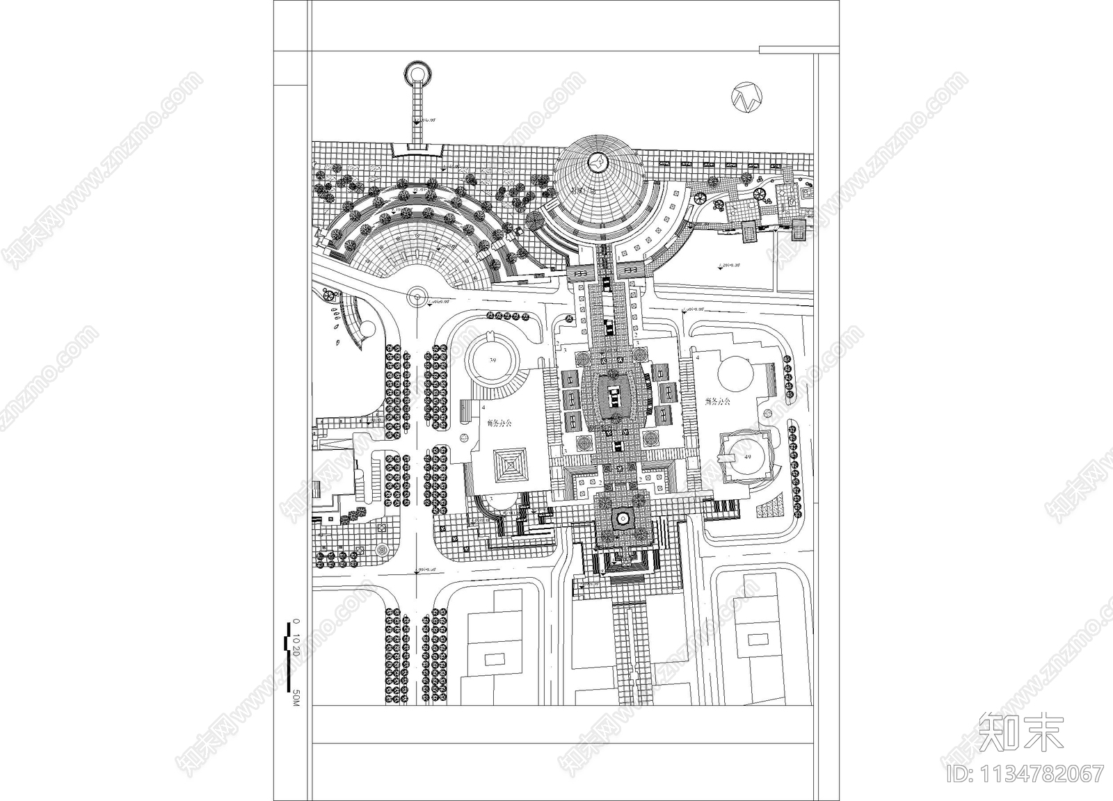 城市广场平面图cad施工图下载【ID:1134782067】