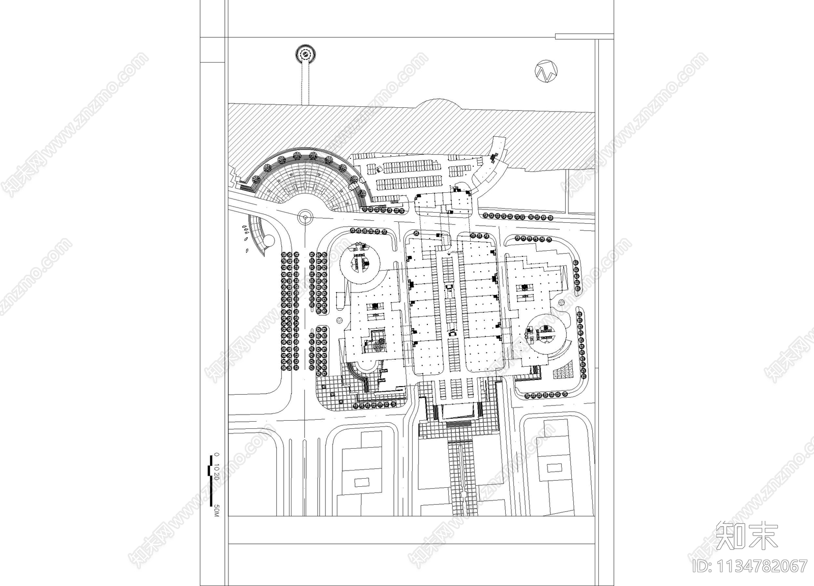 城市广场平面图cad施工图下载【ID:1134782067】