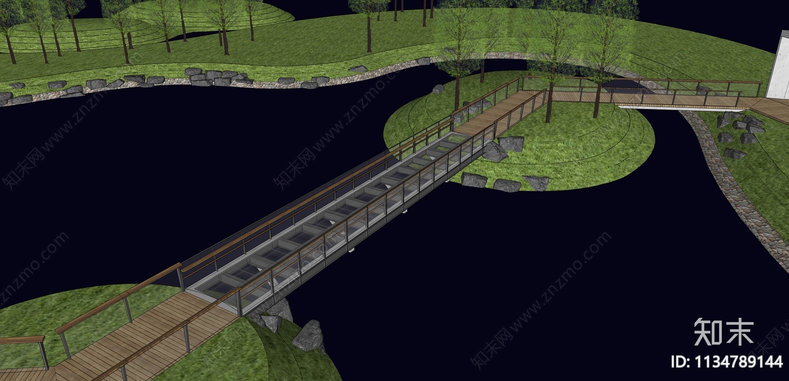 现代玻璃栈桥SU模型下载【ID:1134789144】