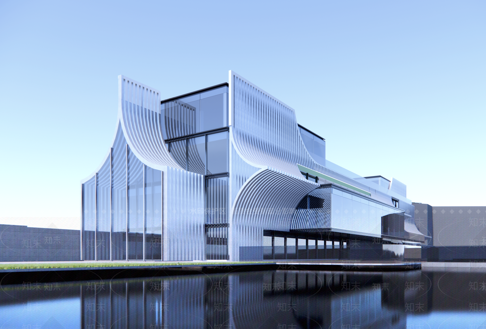 现代展览馆建筑SU模型下载【ID:1134791206】