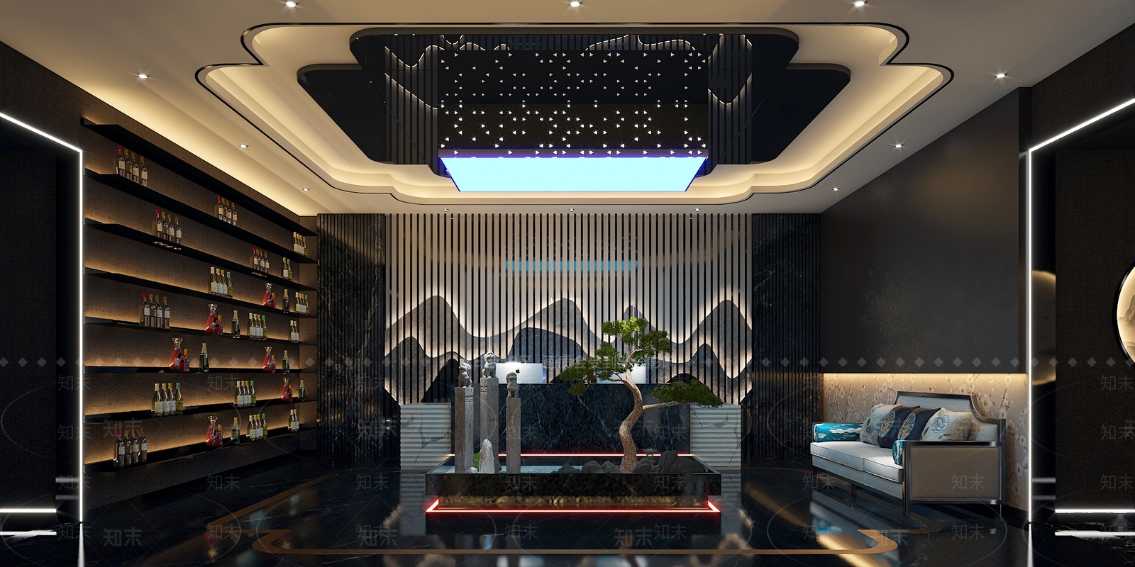 新中式KTV大厅3D模型下载【ID:1134800473】