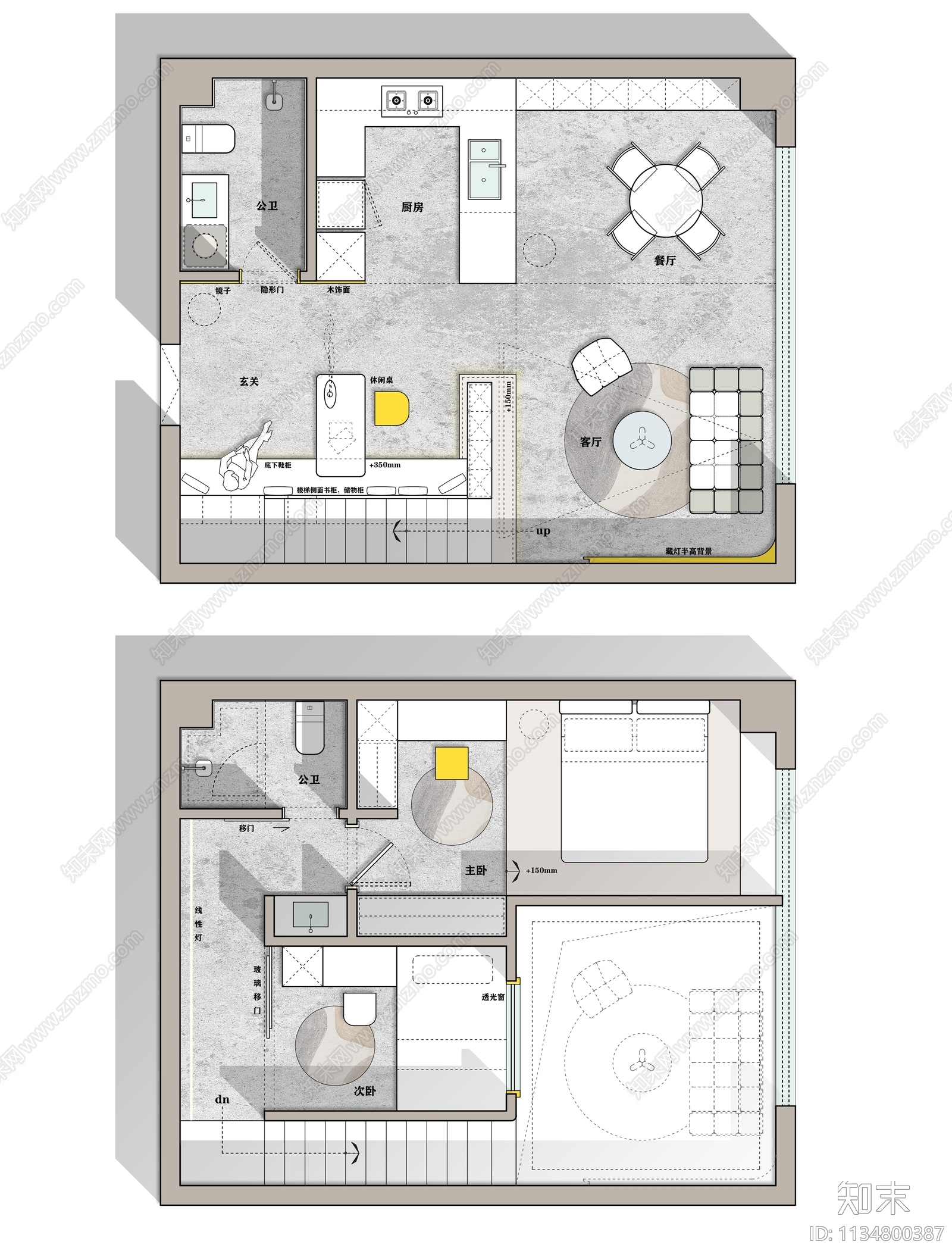 101平复式公寓平面布置图施工图下载【ID:1134800387】