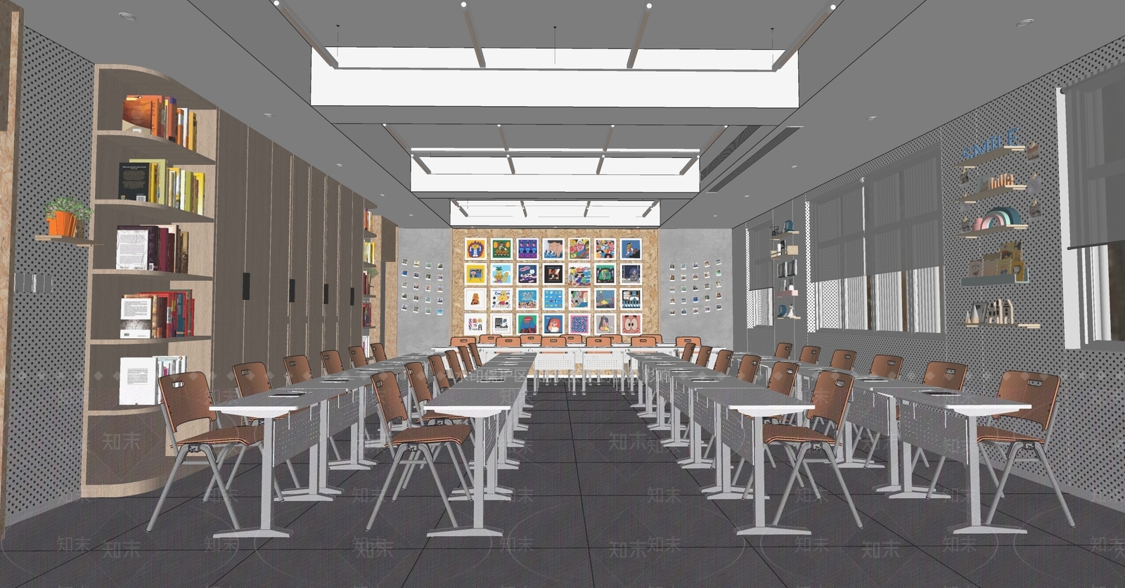 现代学校教室SU模型下载【ID:1134805449】