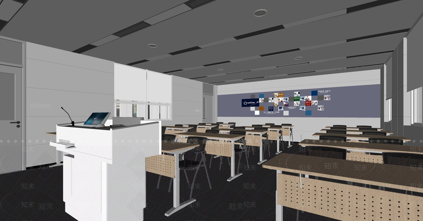 现代学校教室SU模型下载【ID:1134805541】