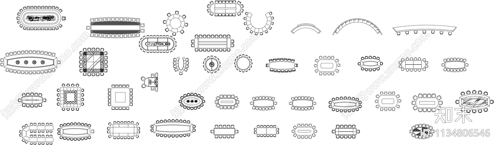 会议桌施工图下载【ID:1134806546】