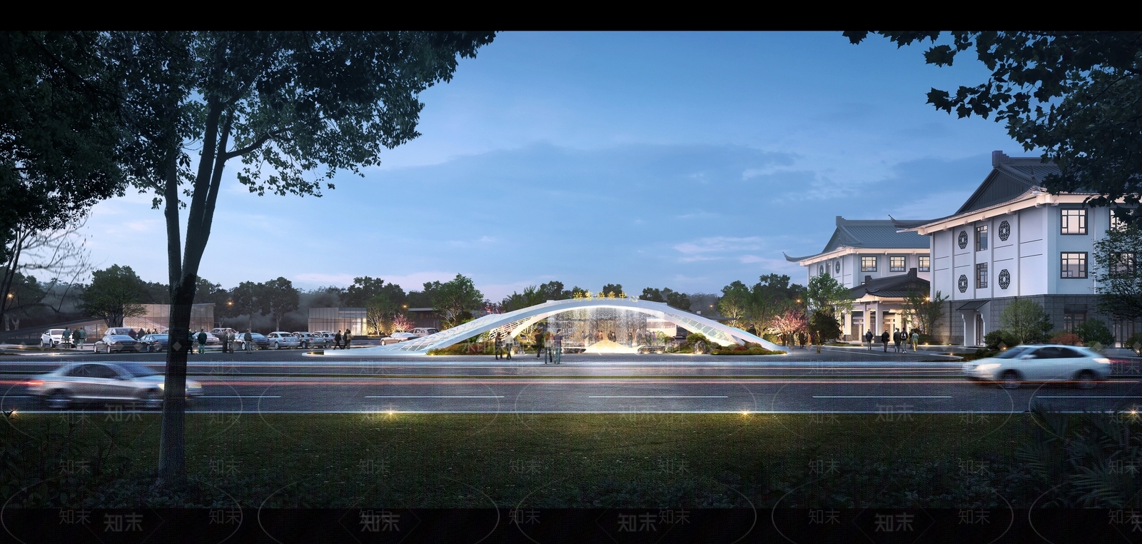 新中式游客换乘中心SU模型下载【ID:1134807220】