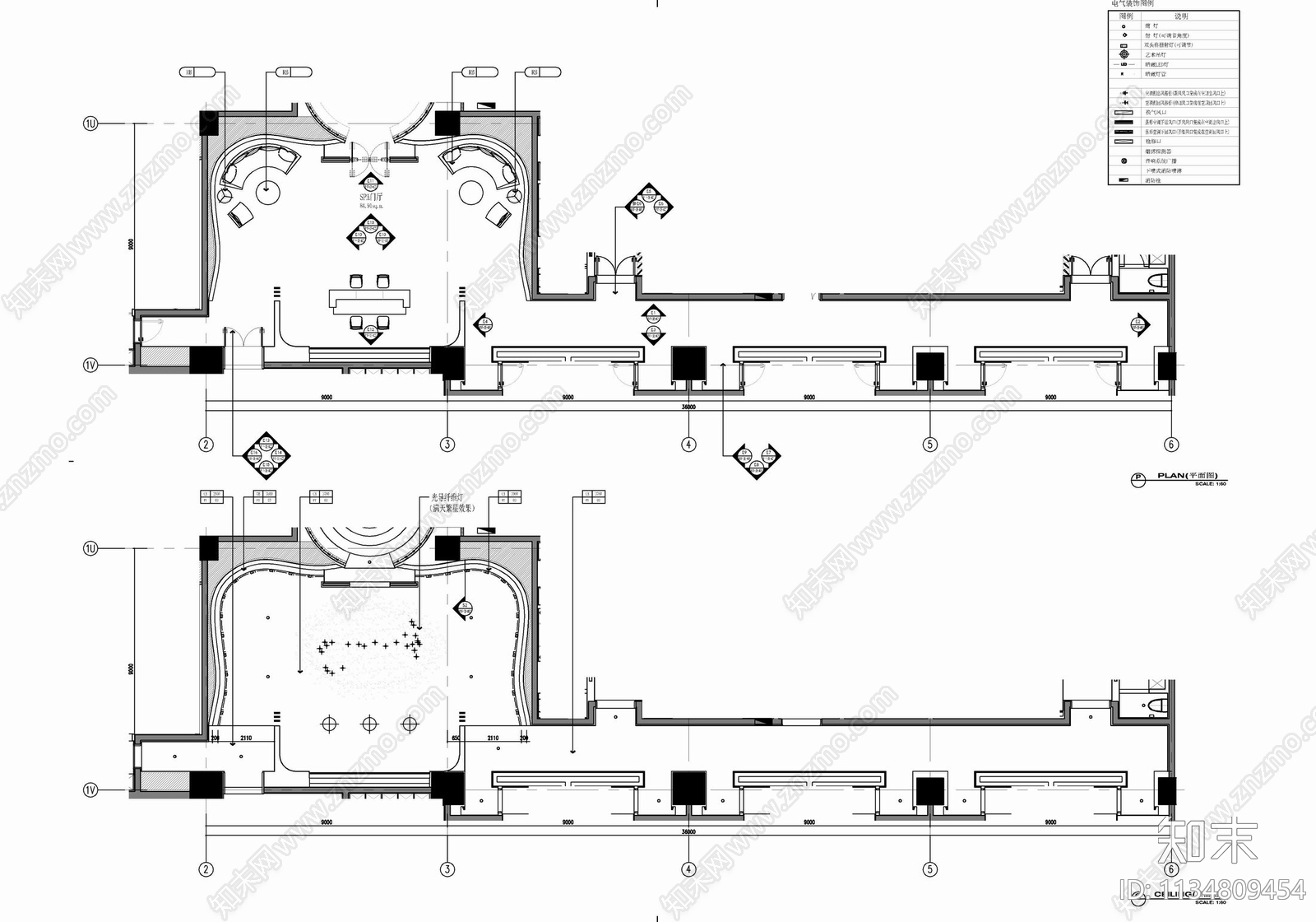 800㎡SPA中心室内cad施工图下载【ID:1134809454】