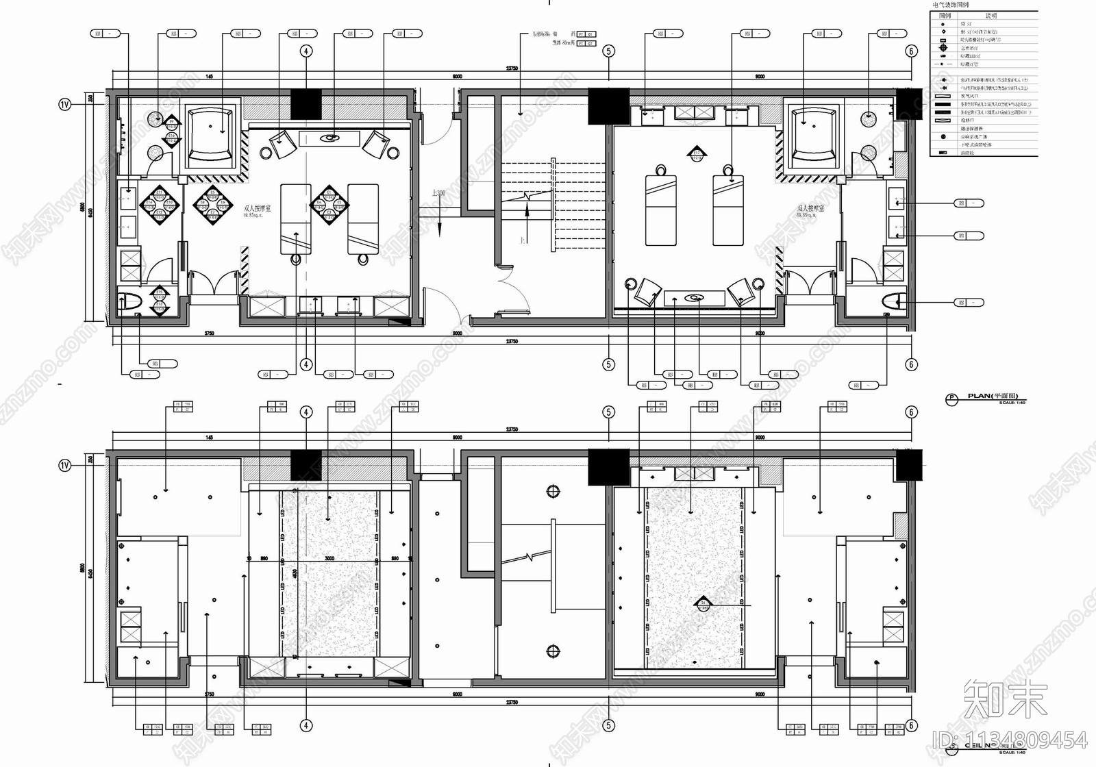 800㎡SPA中心室内cad施工图下载【ID:1134809454】