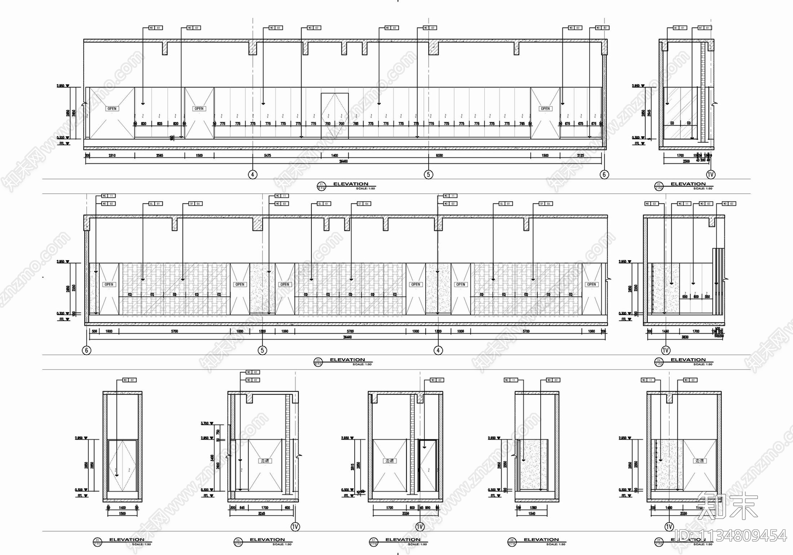 800㎡SPA中心室内cad施工图下载【ID:1134809454】
