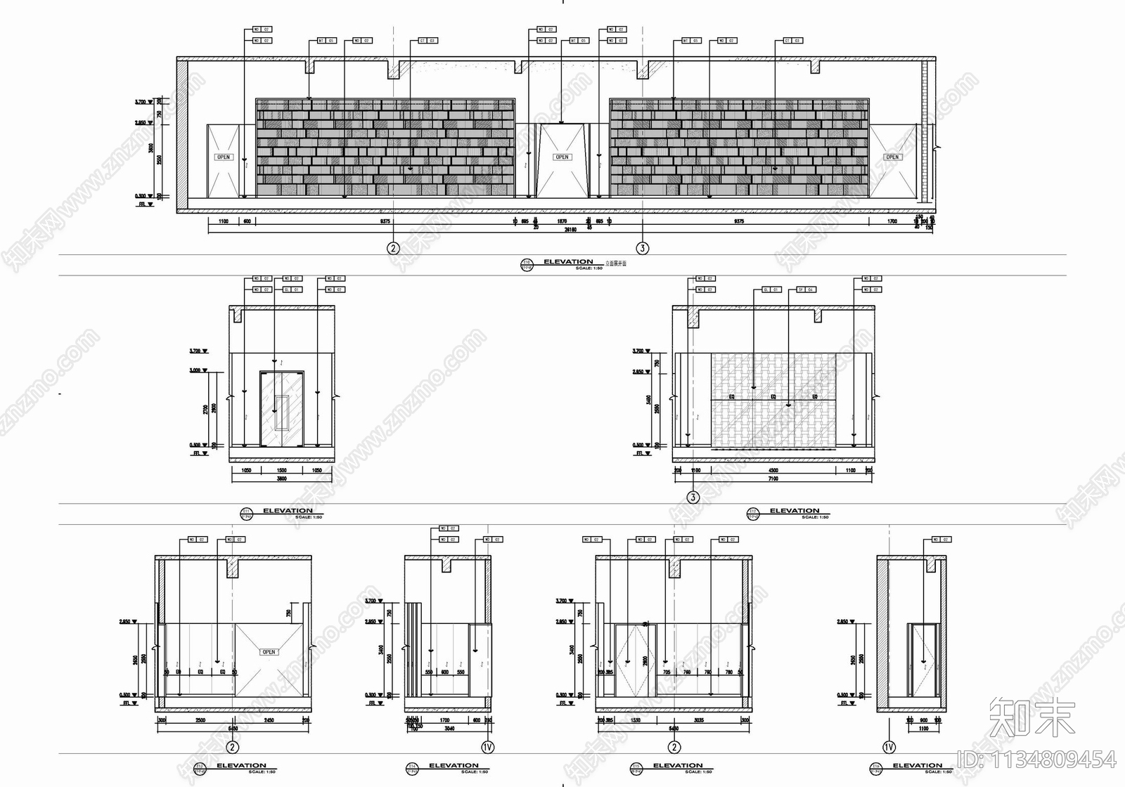 800㎡SPA中心室内cad施工图下载【ID:1134809454】