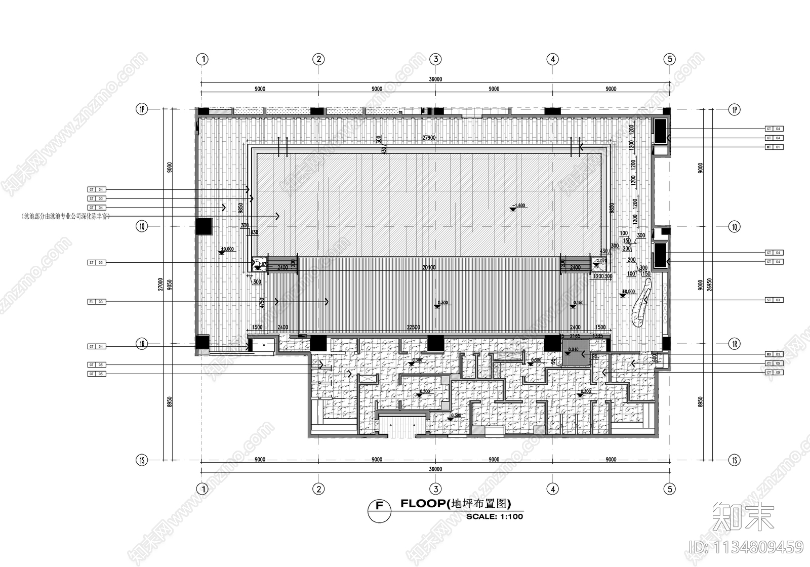 室内游泳池施工图下载【ID:1134809459】