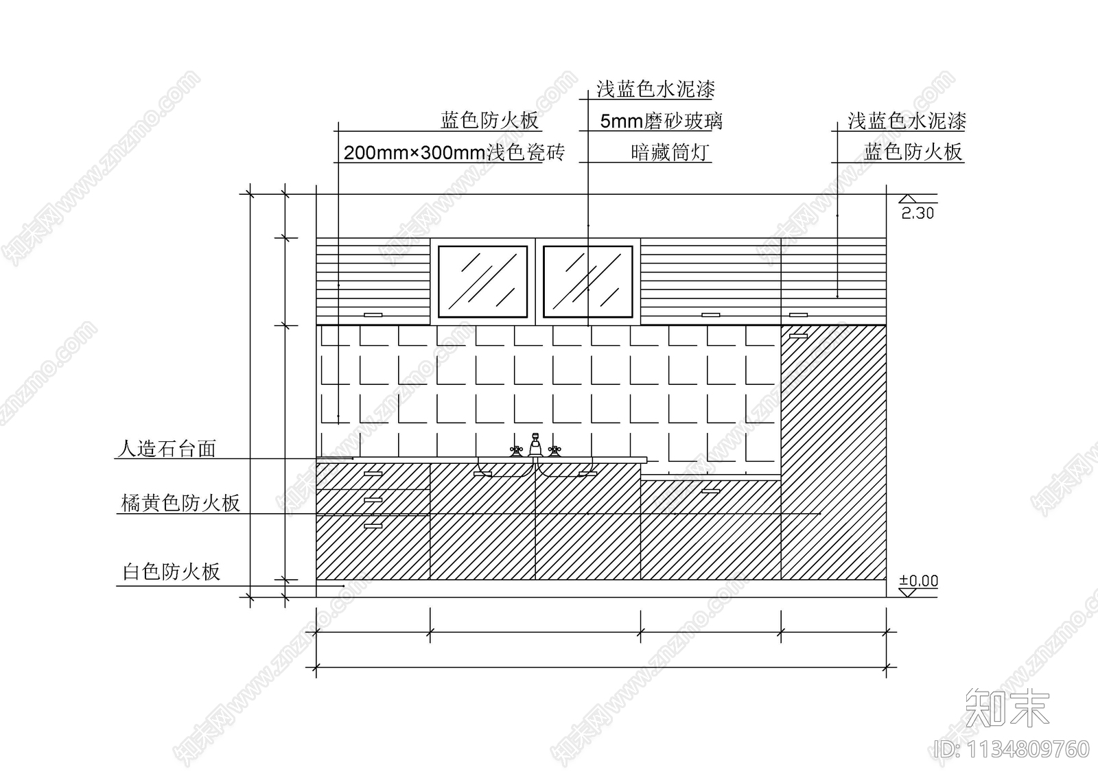 厨房橱柜立面图施工图下载【ID:1134809760】