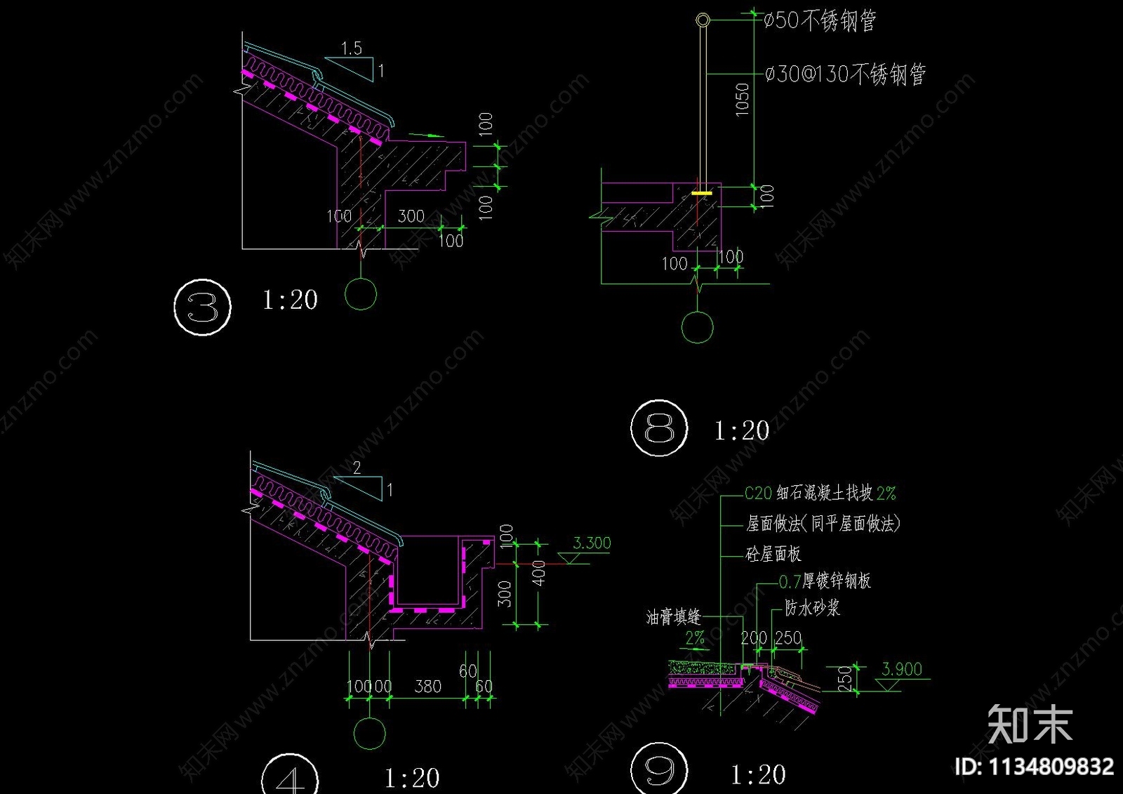 欧式两层独栋别墅建筑cad施工图下载【ID:1134809832】