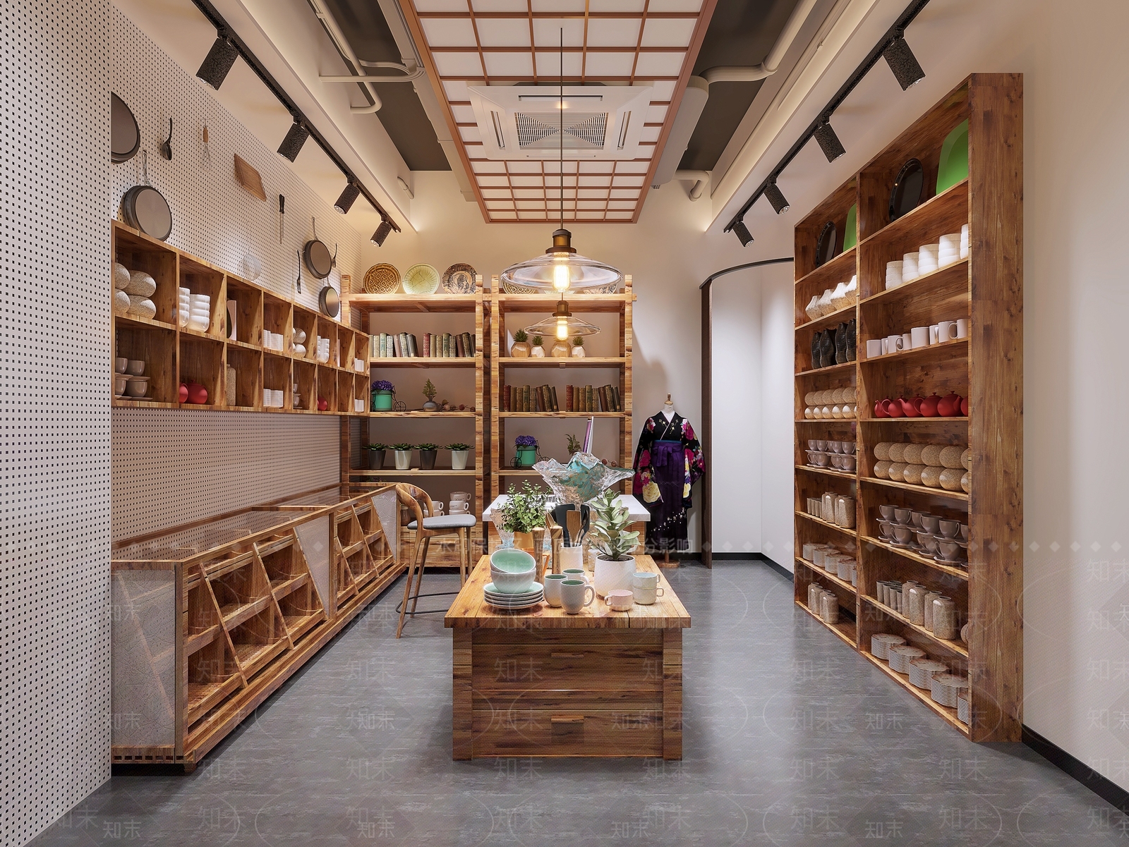 日式原木玩具礼品店3D模型下载【ID:1134813753】