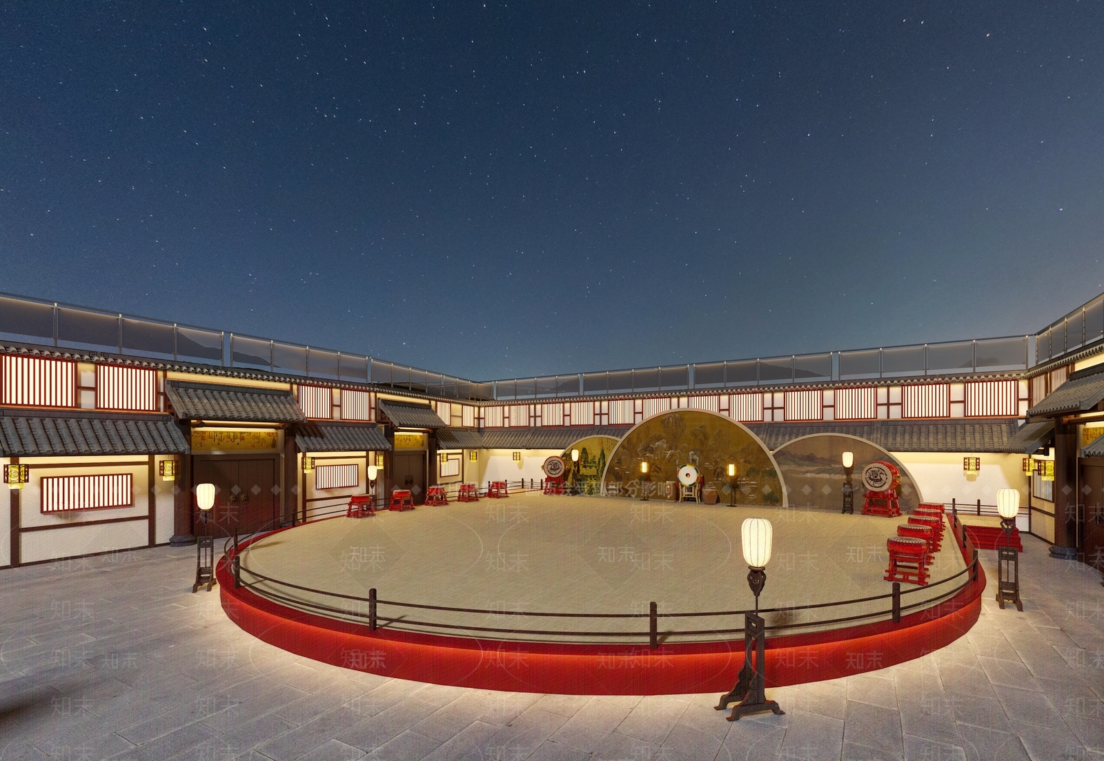 新中式室外舞台3D模型下载【ID:1134817956】