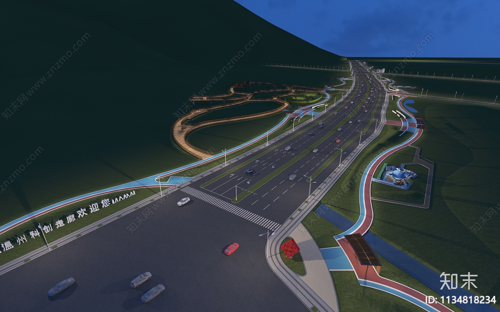 现代道路景观3D模型下载【ID:1134818234】