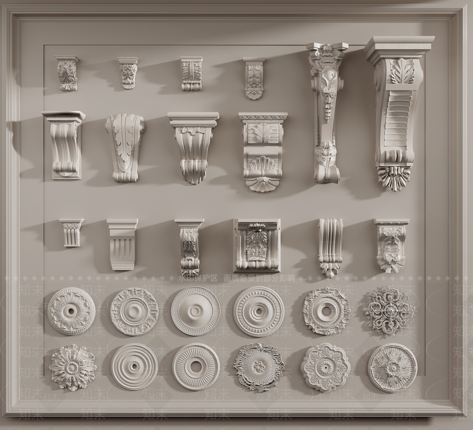 欧式石膏构件SU模型下载【ID:1134820828】