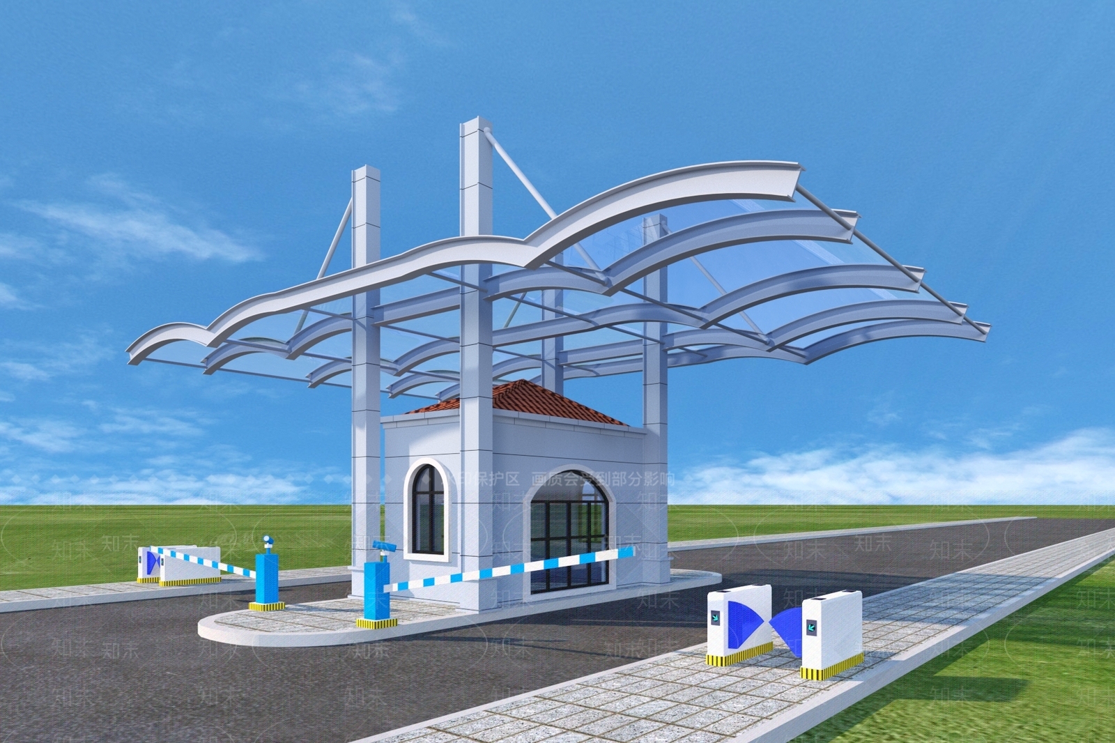 现代工业园大门3D模型下载【ID:1134820904】