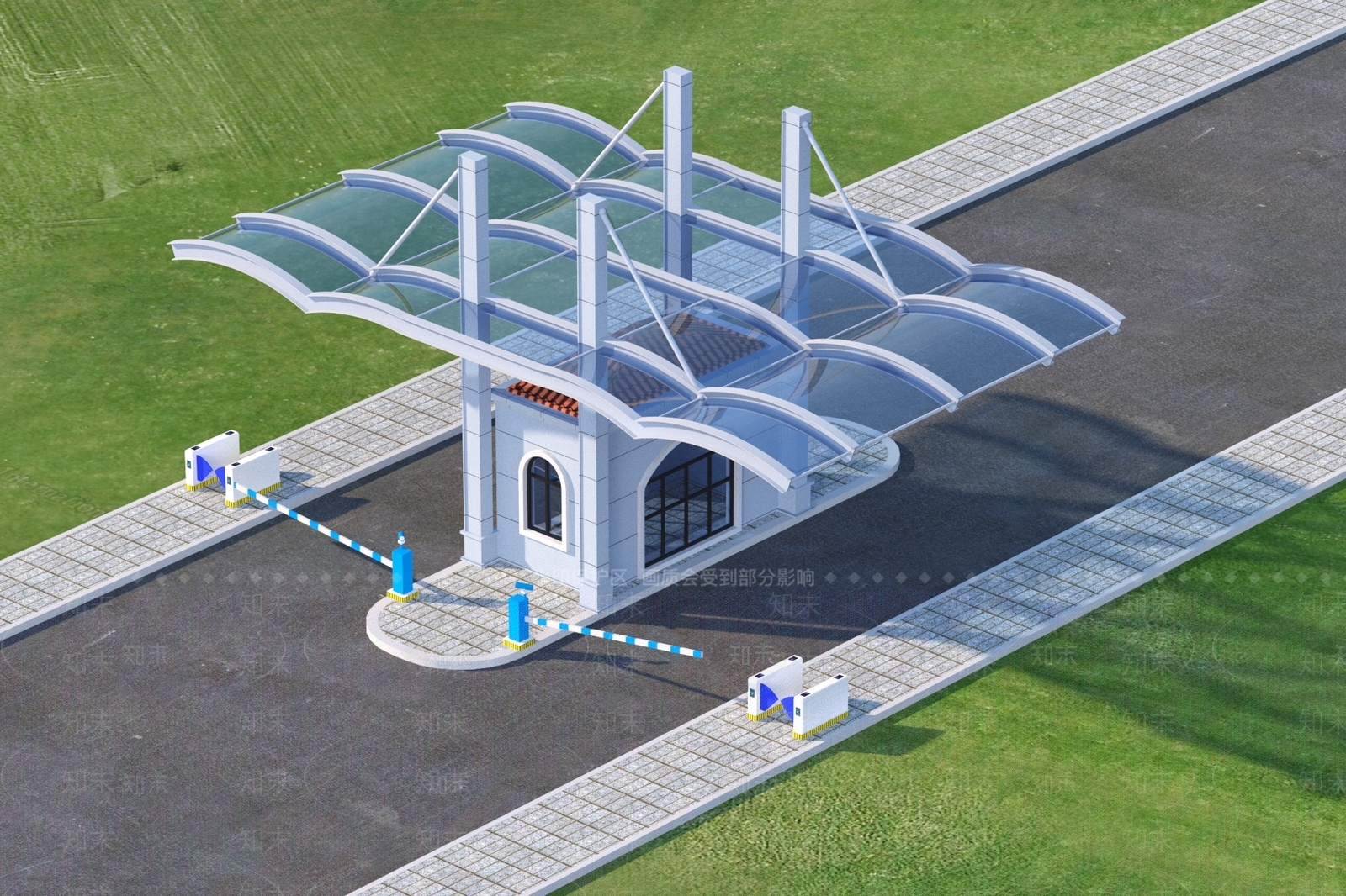 现代工业园大门3D模型下载【ID:1134820904】