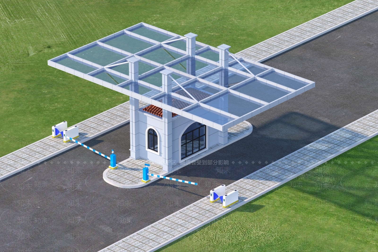 现代工业园大门3D模型下载【ID:1134820925】