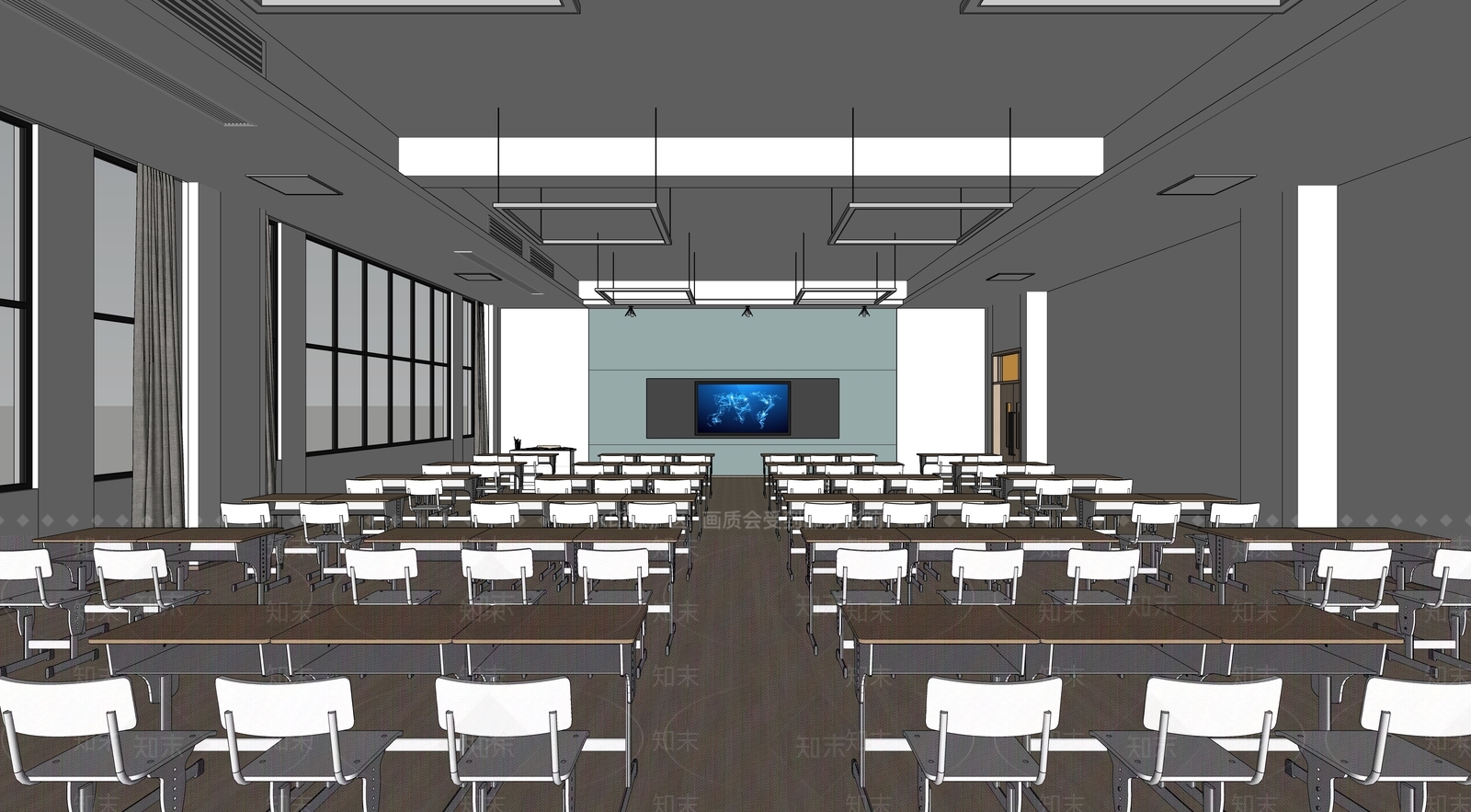 现代学校教室SU模型下载【ID:1134830658】