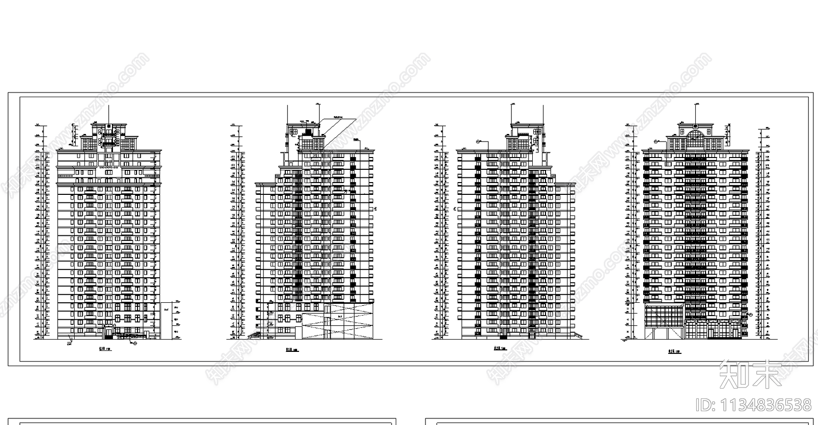 北京高层商住楼建筑cad施工图下载【ID:1134836538】