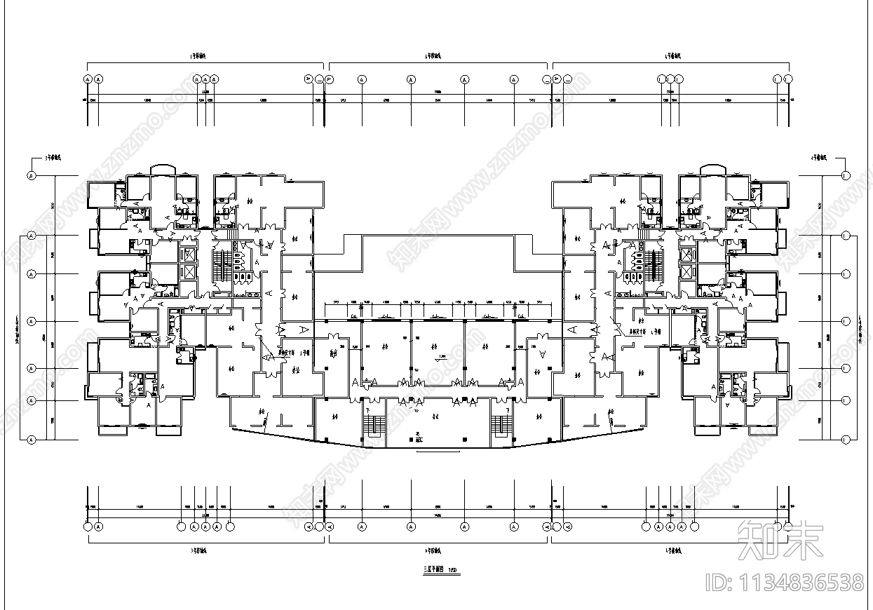 北京高层商住楼建筑cad施工图下载【ID:1134836538】