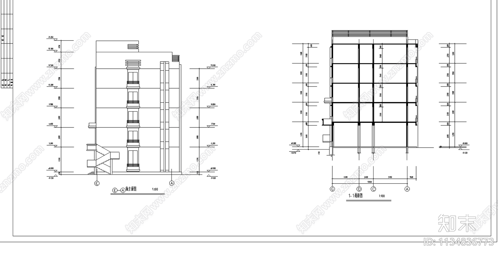 单身宿舍建筑cad施工图下载【ID:1134836773】