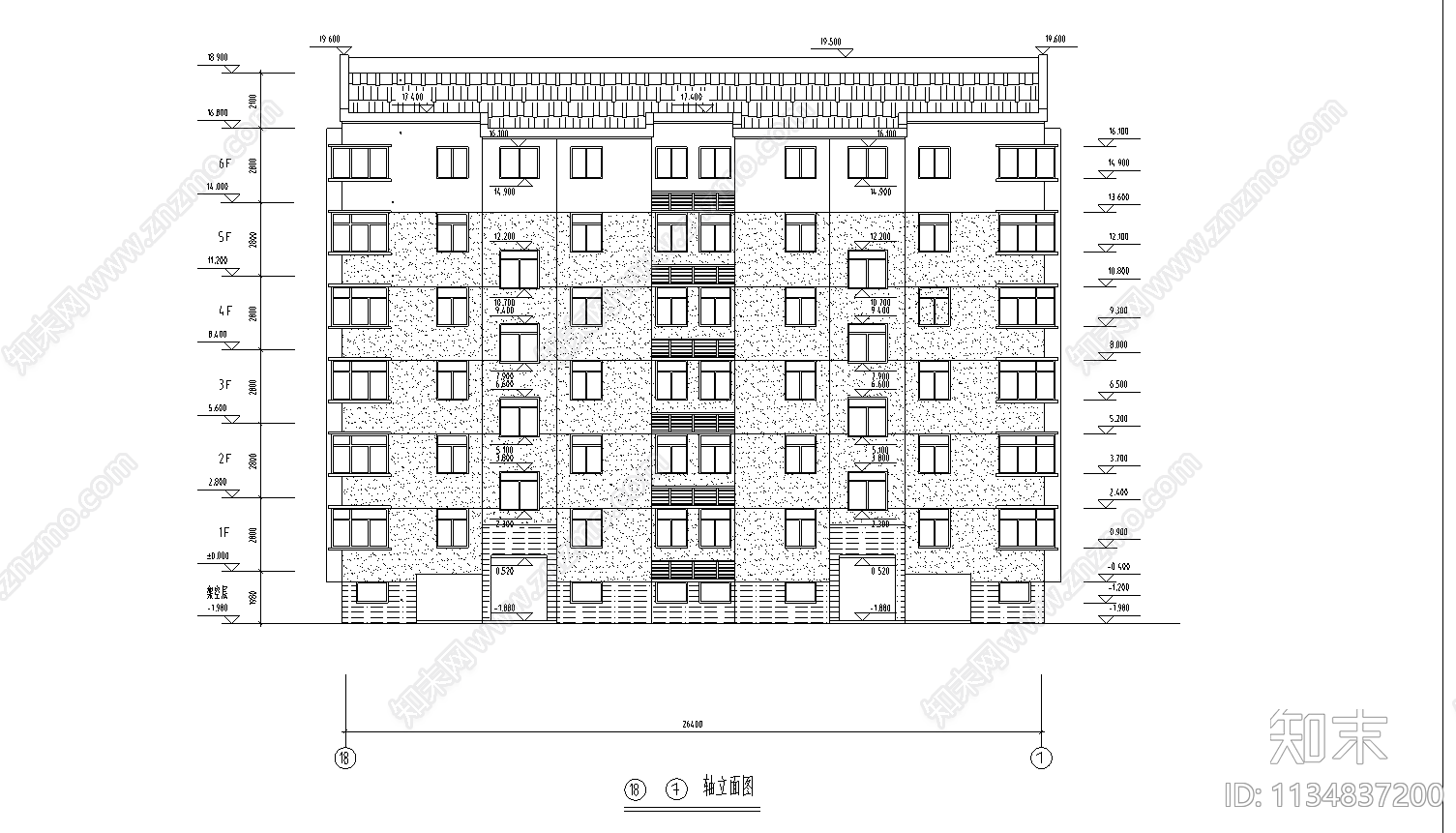 六层住宅楼建筑施工图下载【ID:1134837200】