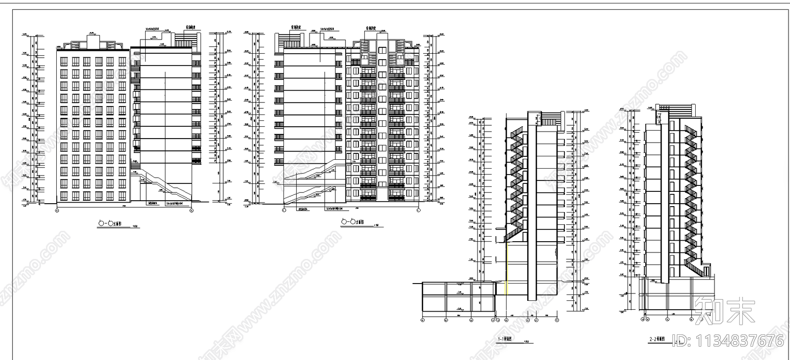 小高层住宅楼建筑cad施工图下载【ID:1134837676】