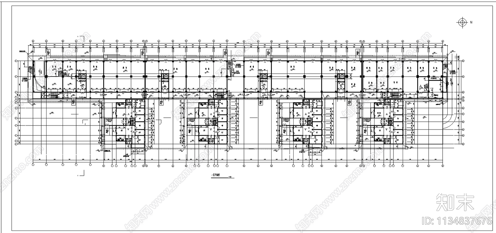 小高层住宅楼建筑cad施工图下载【ID:1134837676】