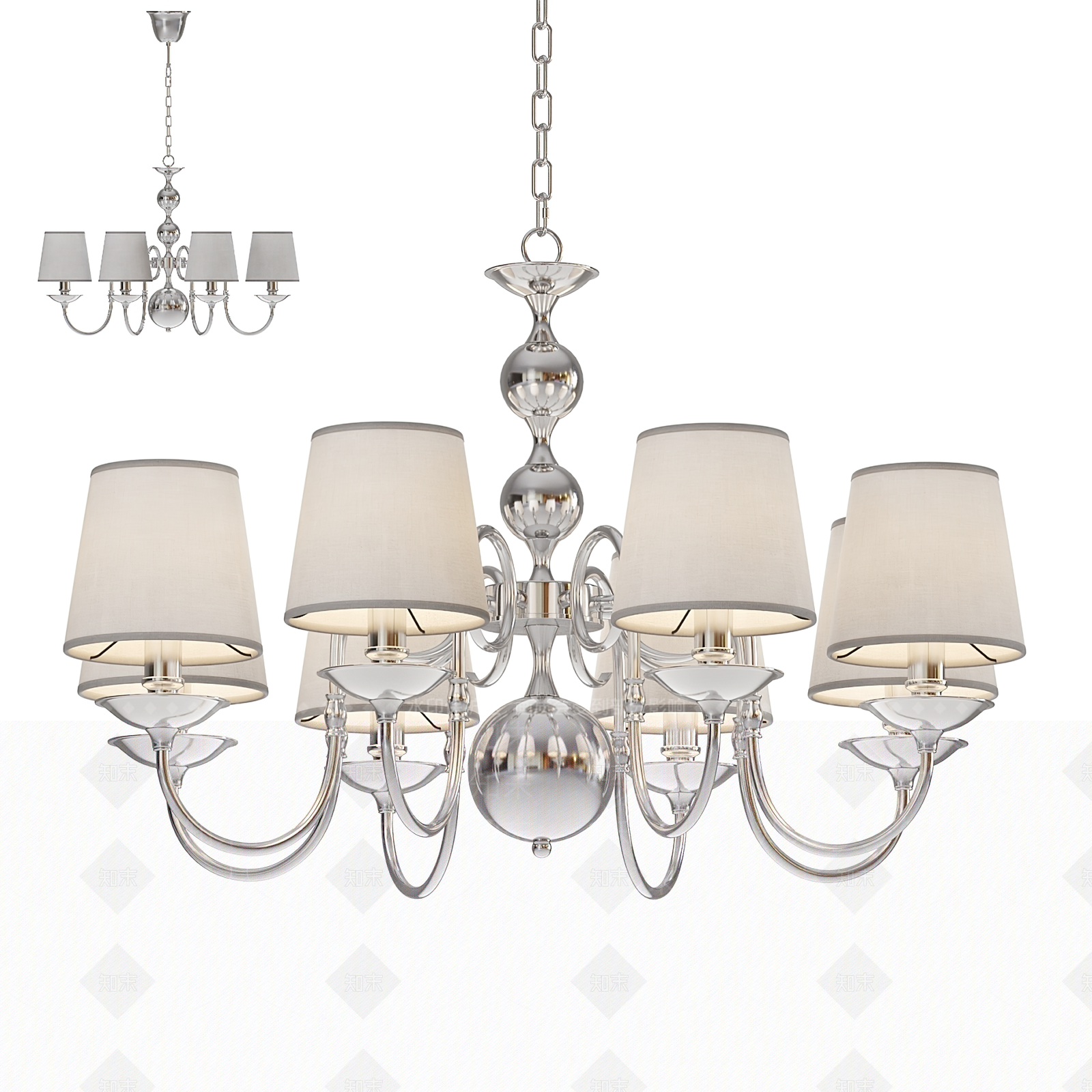 欧式古典吊灯3D模型下载【ID:1134839329】